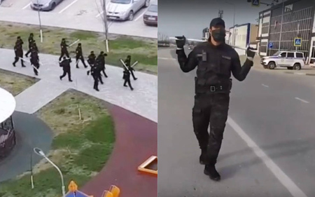 Полицейские из Чечни получили пластиковые трубы чтобы не допускать нарушений режима самоизоляции