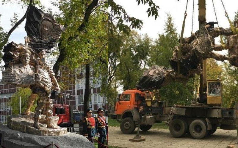 В Перми памятник ВДВ увезли на доработку спустя час после торжественного открытия