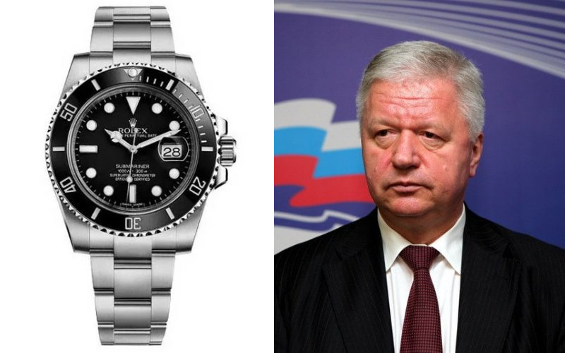 Лидер Федерации независимых профсоюзов России Михаил Шмаков носит часы Rolex стоимостью 1,2 млн рублей
