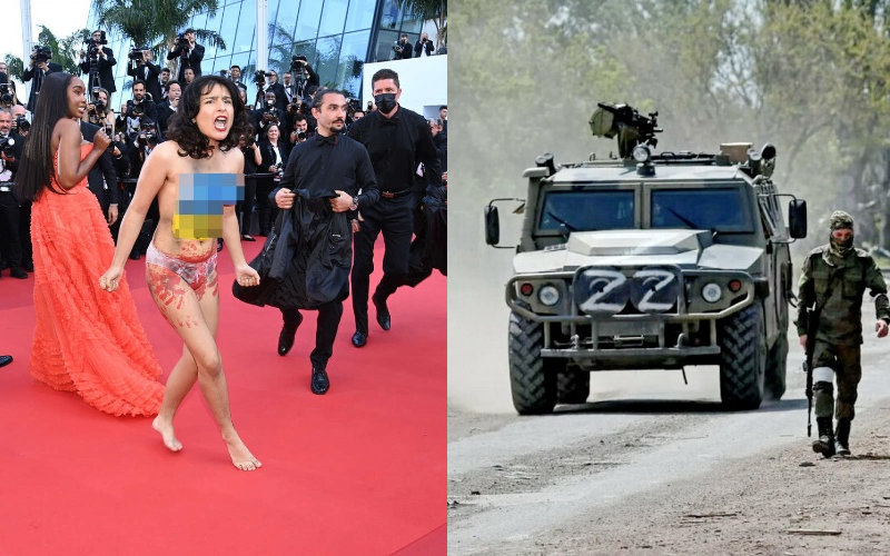 Полуголая женщина выступила против СВО на Украине на Каннском кинофестивале
