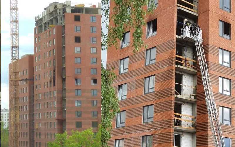В Москве загорелась недостроенная многоэтажка компании «ПИК»