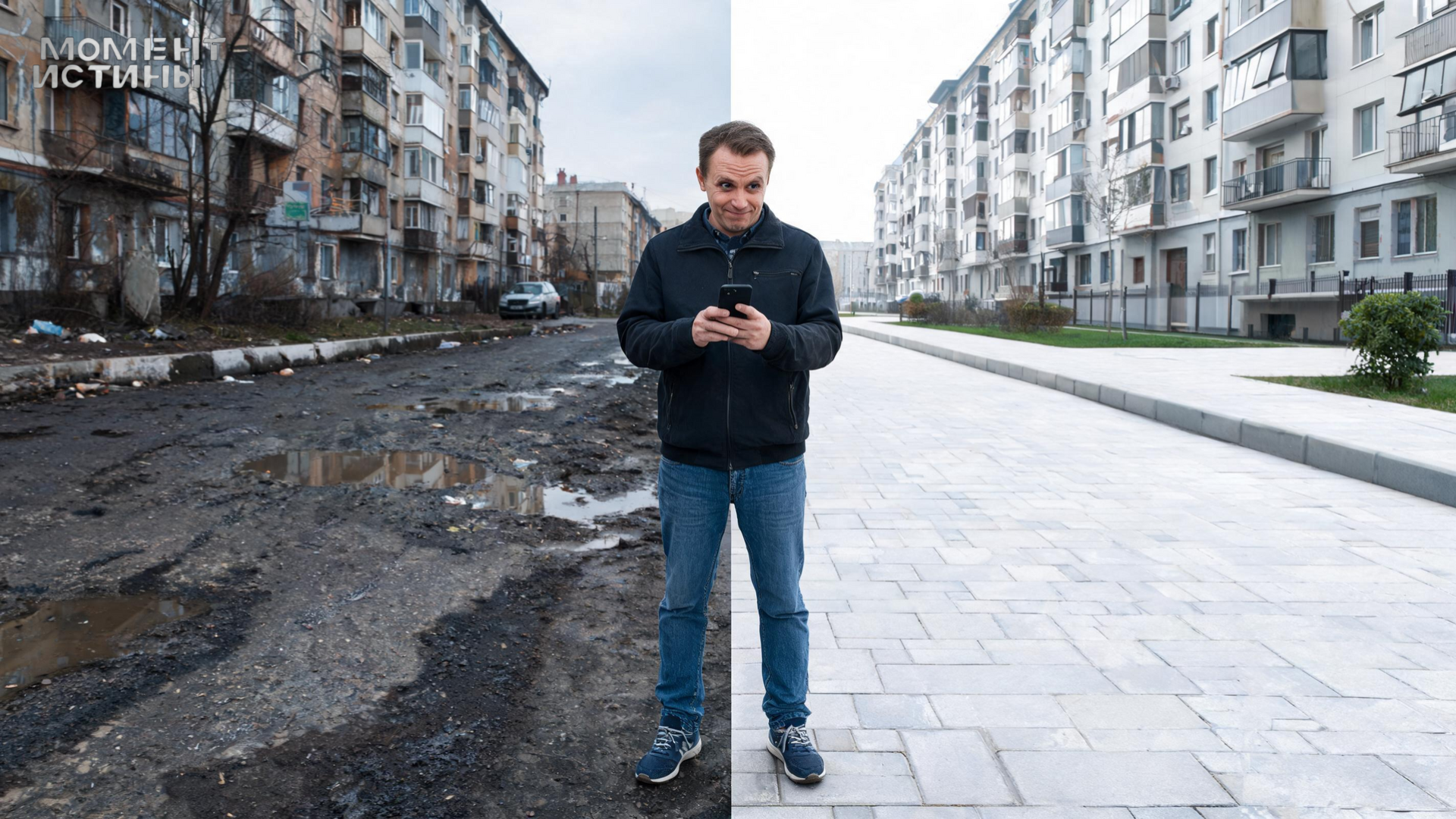 «Нейросеть против реальности»: пермские чиновники подменили грязную улицу на фото с новым бордюром